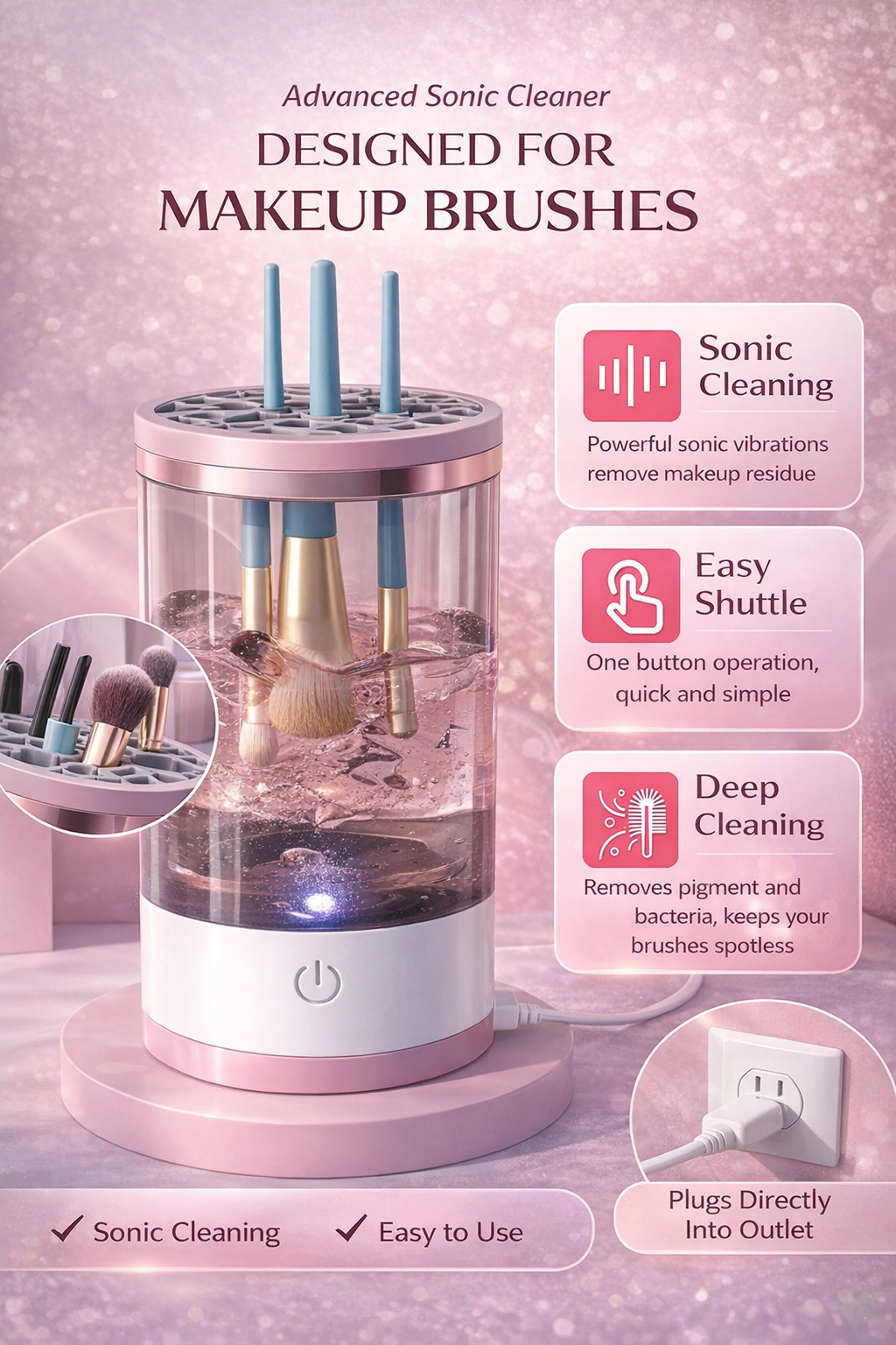 CleanBrush Pro – Portable USB Electric Makeup Brush Cleaner